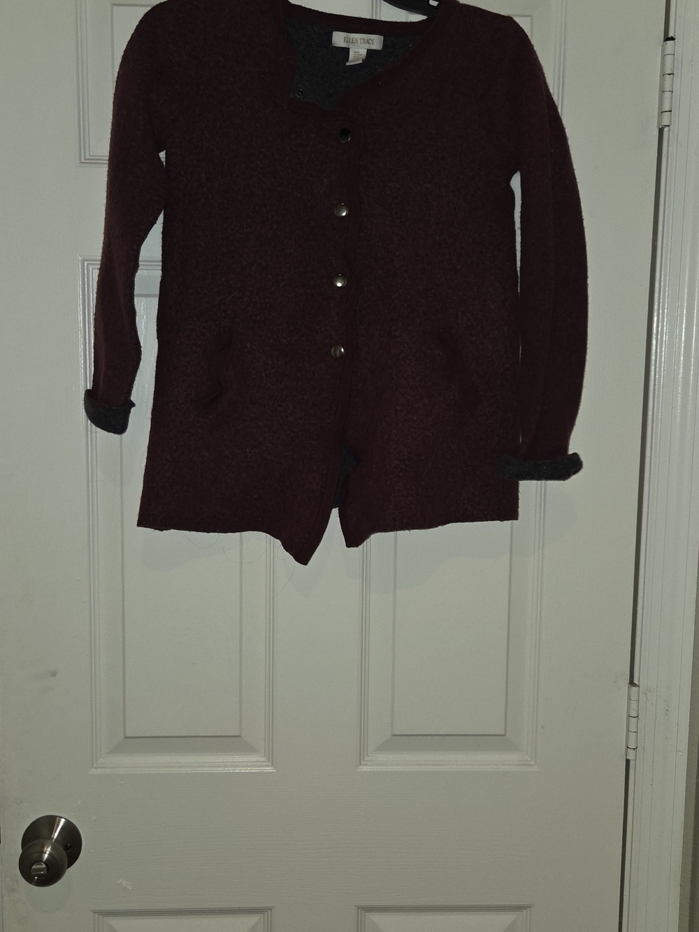 Ellen Tracy Button-Front Cardigan in Rust Red - Picture 5 of 5